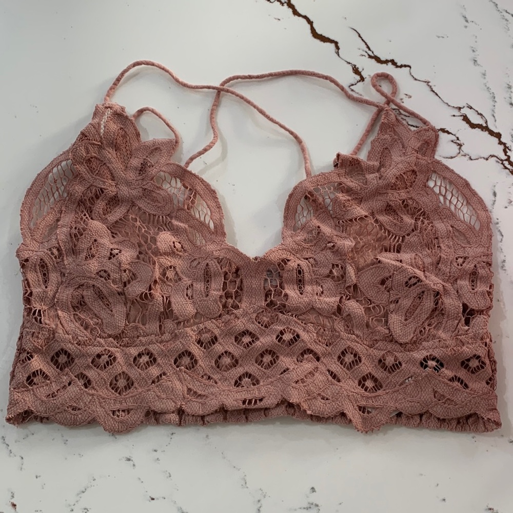 Free People Lace Bralette in Dusty Rose